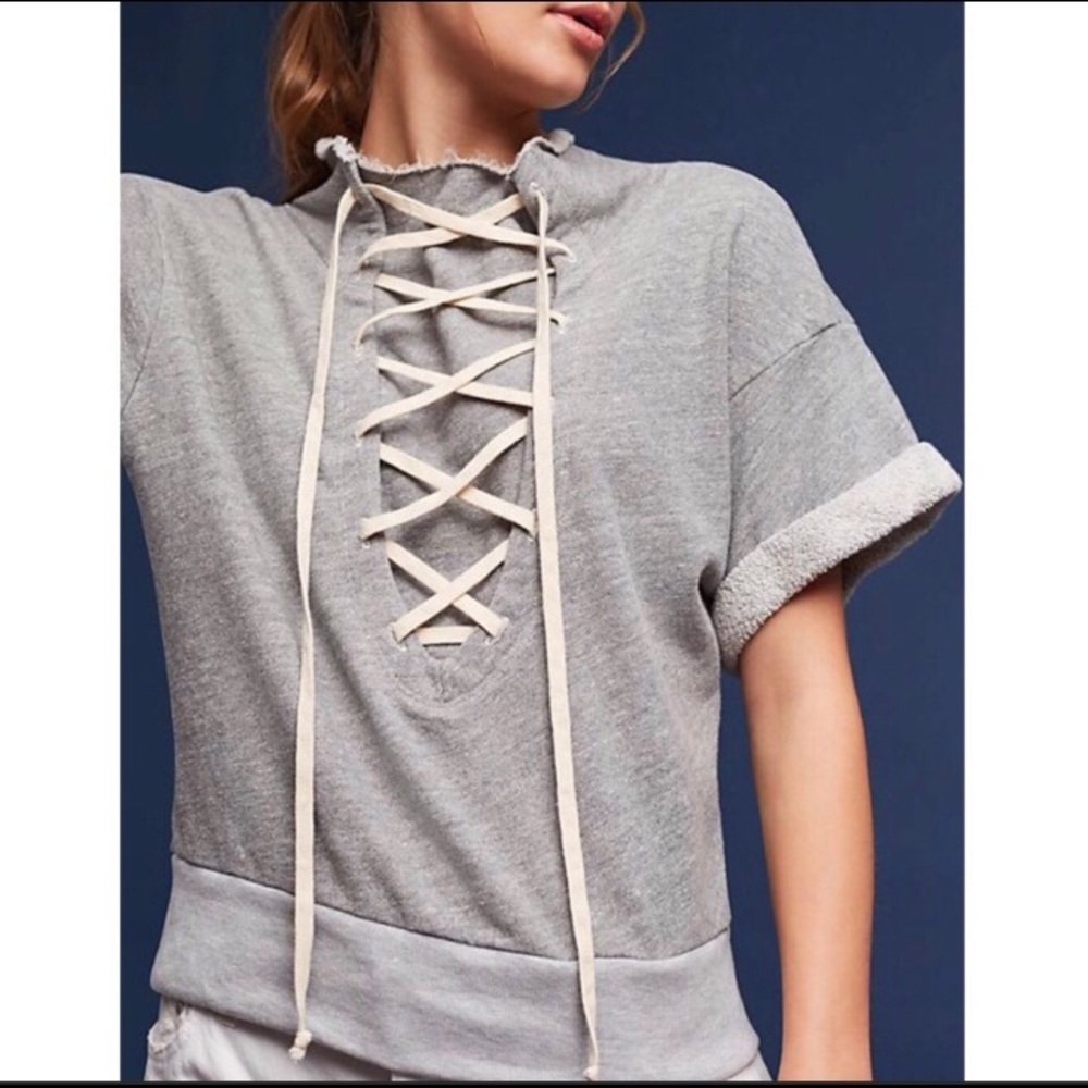 Anthropology t:la lace up sweatshirt